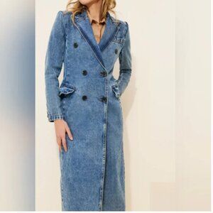 Anthropologie Denim Trench Blue Jeans Coat size M